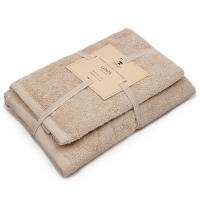 Набор махровых полотенец GINZA 2 шт. (50х90-1шт, 70х140 - 1шт), 100% хлопок, 450 гр/кв.м (Светло -бе