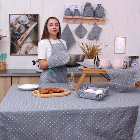 Полотенце декоративное 35х60 "Радушная хозяйка (Традиция)" (Горошек серый)