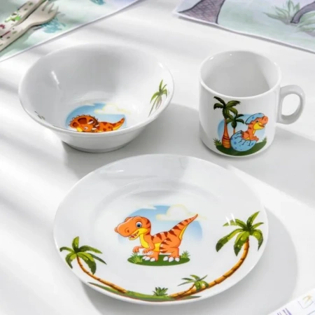 Набор посуды 3 предмета идиллия Динозаврики