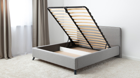 Миа 160 Кровать двойная НР (Bravo grey (серый), Лайт 10) (кровать/дно/механизм/основани