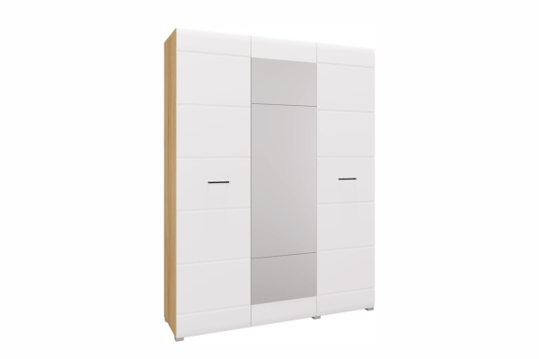 Шкаф 3х.ств. Ненси Корпус (Крафт золото) + Фасад (Белый глянец) + Зеркало