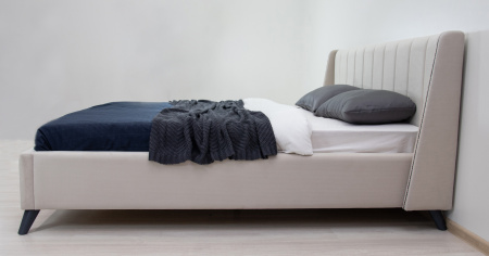 Кровать двойная Мелисса 180 ((Тори 56 велюр (светло-бежевый), Тори 56 велюр ( светло-бежевый))) (кро