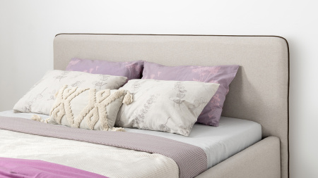 Миа 160 Кровать двойная НР (Bravo white (светло-бежевый), Лайт 10) + Дно кроватное 1600 МДФ + Механи