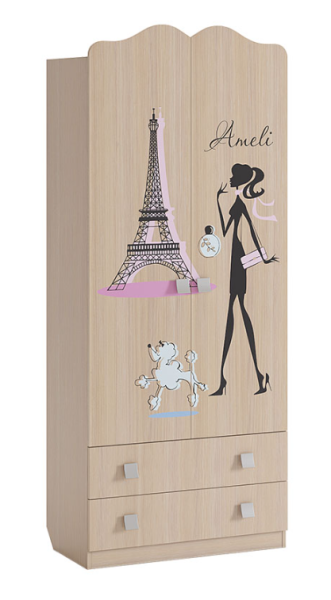 Шкаф комбинированный "Амели" (с ящ. 2-створчатый) (дуб млечный)