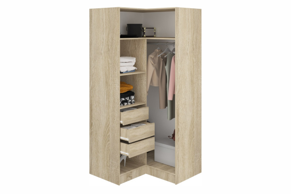 8.18 Шкаф для одежды угловой 960х2380х960(дуб сонома, Дуб сонома, Лотос 128)