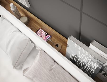 FRESCO кровать 160х200(N) Белый/Дуб Вотан(+механизм)