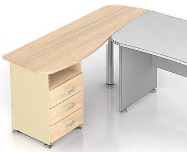 К27 Модерн (М17+М20+ОМ03+М36) Тумба приставная левая 1600*600*740 (шамони светлый 18)