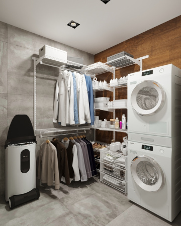 Система в прачечную со стиральной и сушильной машинами белая