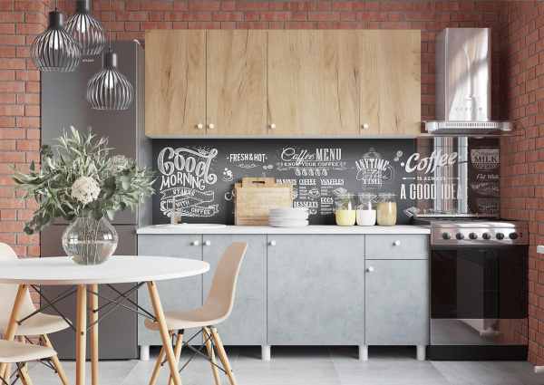 Кухня "POINT 180" (золото/бетон) (корпус белый + фасад золото/бетон)