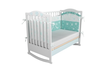 НМ 041.04 Кровать детская   (Птички Белый/Голубой (эмль) п/м Бух)