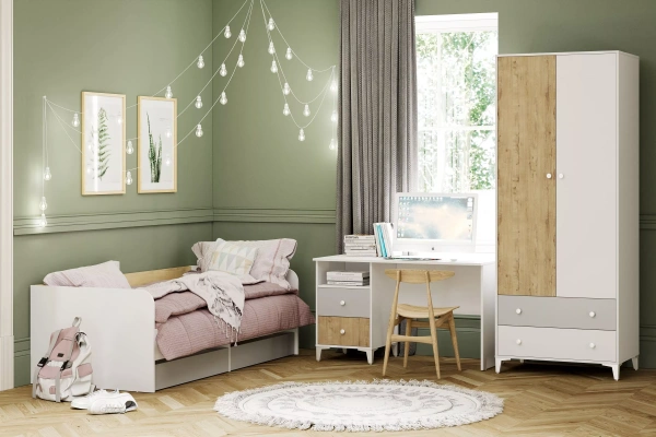 НМ 041.38 Кровать "Морти" ("Морти", Серый, Серый, Белый)