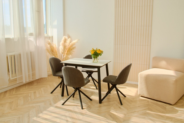 Стол Портофино-мини 65*95 (+32) №15R (царга Черный/лам.Белый цемент)