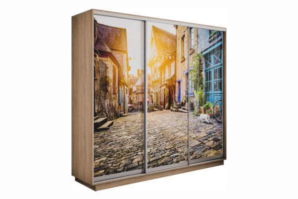Шкаф купе (фотопечать) - 180 Дуб Сонома/Улица