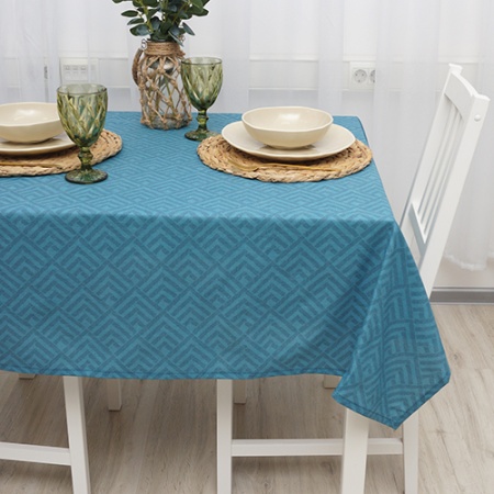 Скатерть декоративная  145х145 "Радушная хозяйка (Традиция)" (Ромбы синий)