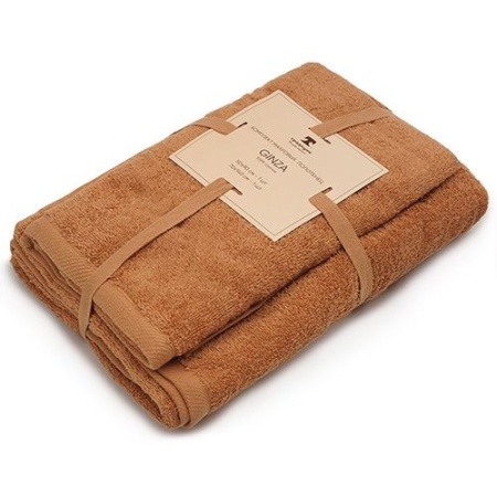 Набор махровых полотенец GINZA 2 шт. (50х90-1шт, 70х140 - 1шт), 100% хлопок, 450 гр/кв.м (Кэмел 00-0