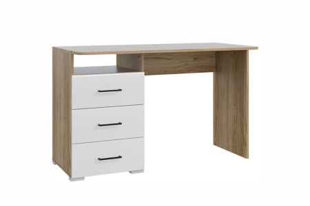 Стол Лайт 1200/3 ящ (Корпус Крафт золотой + Фасад Белый мат)  