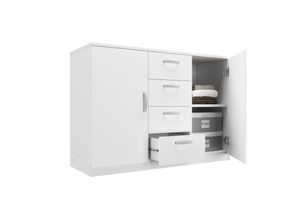 02.08 Комод 1208х860х447 Белый глянец(белый, белый глянец, Лотос 128)