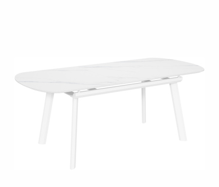 Стол Шамони-1С 140*85 (+37) №5 (царга Белый/МДФ+PVC Белый/White marbie)