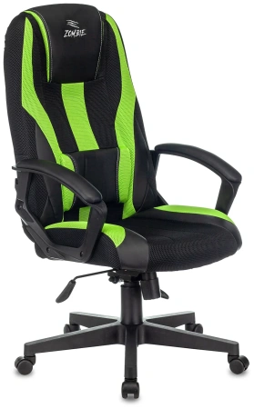 Игровое кресло Zombie ZOMBIE 9 GREEN Иск. кожа черная/ткань TW-18 (салатовая) 825*665*320