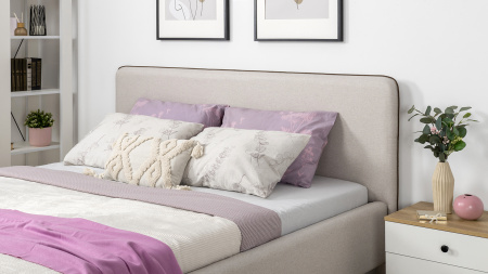 Миа 160 Кровать двойная НР (Bravo white (светло-бежевый), Лайт 10) + Дно кроватное 1600 МДФ + Механи