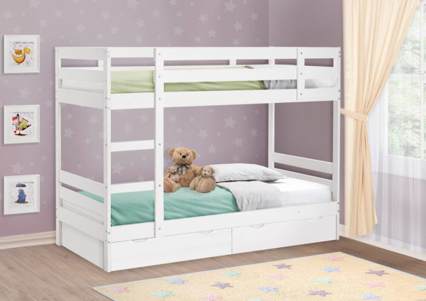Двухъярусная кровать массив Пирус 800х1900(белый)