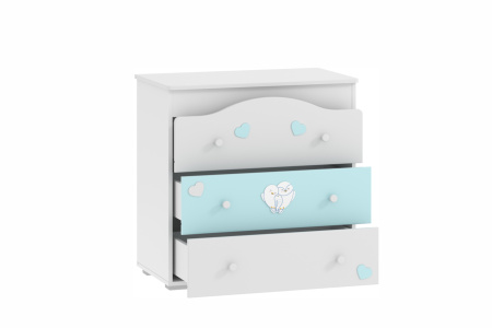 НМ 041.02 Комод  (Птички Белый/Голубой (эмль) Белый Скандинавский)
