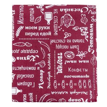 Полотенце декоративное 35х60 "Правилв кухни "рогожка ( Вишня)(ПК)