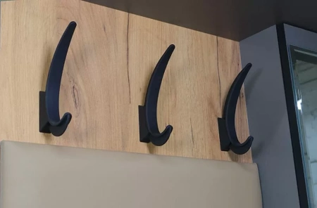 "ОЛЬГА-ЛОФТ 6" Вешало настенное с зеркалом (Дуб Крафт Золотой / Темно Серый)