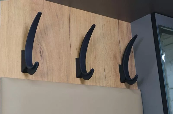 "ОЛЬГА-ЛОФТ 6" Вешало настенное с зеркалом (Дуб Крафт Золотой / Темно Серый)