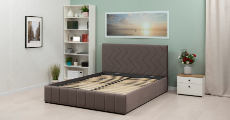 Милана 160 Кровать двойная НР (Tenerife espresso (серо-коричневый) (комплект без подъемного механиз)