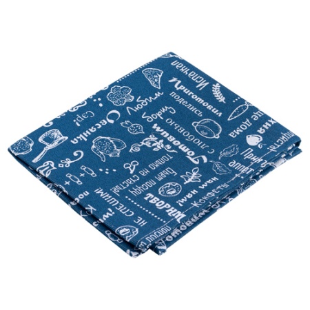 Полотенце декоративное 35*60 "Правила кухни" рогожка Индиго ПК