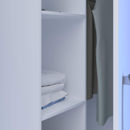 8.05 Шкаф угловой для одежды без зеркала 770х2380х770 Белый глянец(белый, белый глянец, Лотос 128)