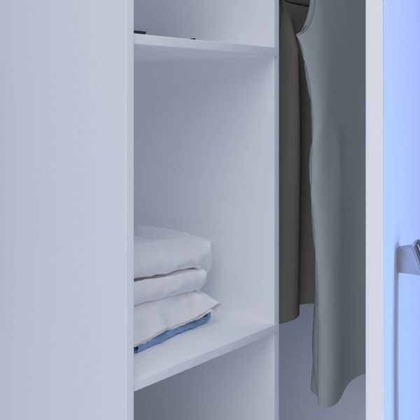 8.05 Шкаф угловой для одежды без зеркала 770х2380х770 Белый глянец(белый, белый глянец, Лотос 128)