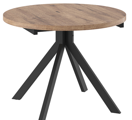 Стол RONDO-100, круглый раздвижной 100(135), Дуб Веллингтон/Черный (1 упак)