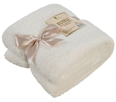 Плед-покрывало 150*195 Шерпа двухсторонняя белая