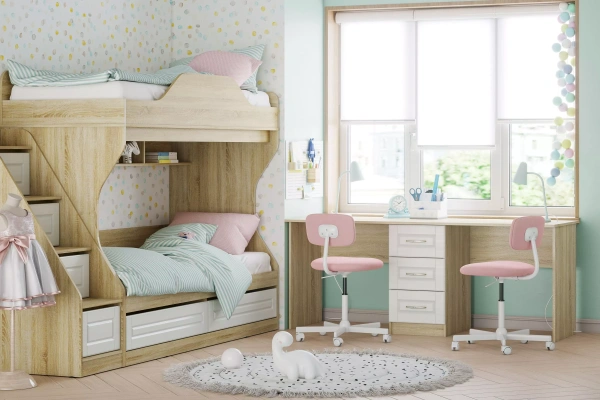 НМ 041.37 Стол письменный ( "Оливия", Белое дерево, Дуб Сонома)