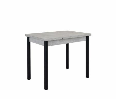 Стол Милан-мини EVO 60*90 (+30+30) черный (Светлый цемент)