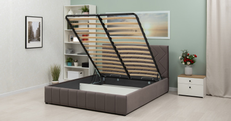 Милана 160 Кровать двойная НР (Tenerife espresso (серо-коричневый), (комплект)