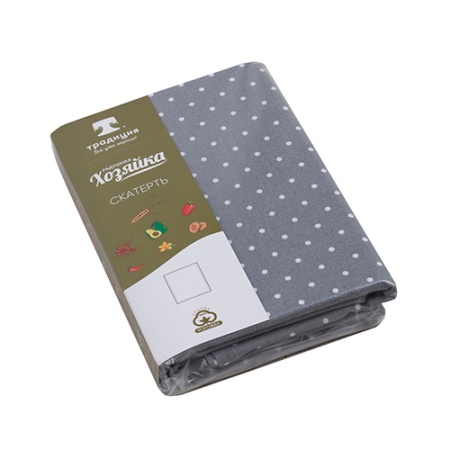 Скатерть декоративная  145х180 "Радушная хозяйка (Традиция)" (Горошек серый)