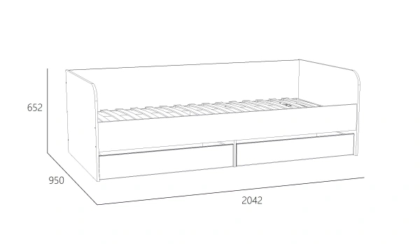 НМ 041.38 Кровать "Морти" ("Морти", Серый, Серый, Белый)