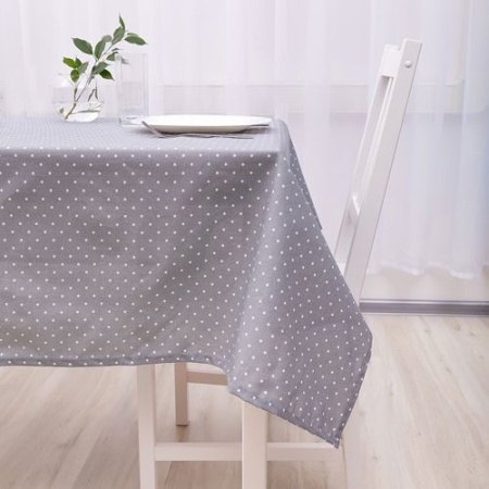 Скатерть декоративная  145х145 "Радушная хозяйка (Традиция)" (Горошек серый)