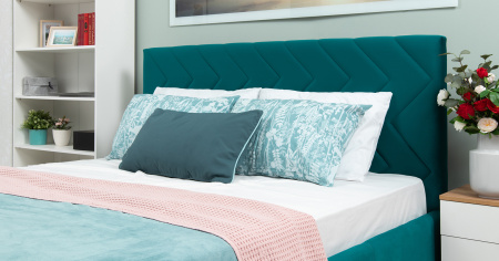 Милана 160 Кровать двойная НР (Tenerife izumrud (сине-зелёный) (комплект)