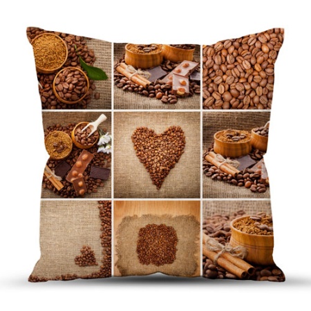 Подушка декоративная с фотопечатью 40х40 см, ткань смесовая (Кофейные традиции)