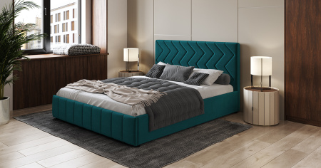 Милана 160 Кровать двойная НР (Tenerife izumrud (сине-зелёный) (комплект)