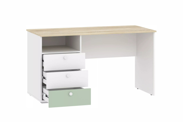 НМ 041.40 Стол письменный ("Банни", Меренга, Макарун, Белый, Дуб сонома)