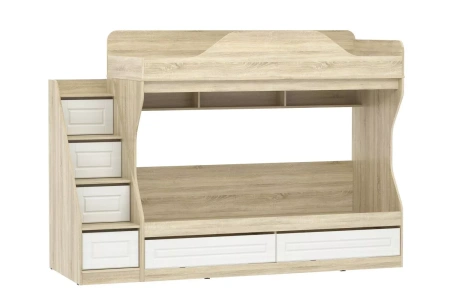 НМ 041.51 Кровать двухъярусная ("Оливия", Белое дерево, Дуб Сонома)