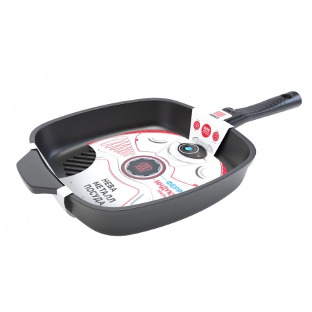 Квадратная сковорода-гриль 28, Ферра Индукция ( полимер-керам) с/р 59428G