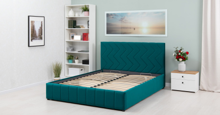Милана 160 Кровать двойная НР (Tenerife izumrud (сине-зелёный) (комплект)