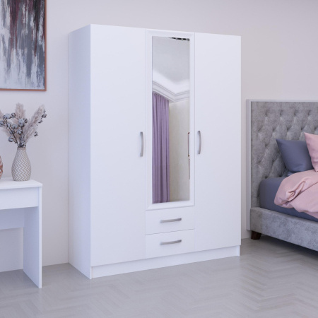 С5.14Z Шкаф 3-х дверный с зеркалом 1510х1995х540(белый, белый, Лотос 128)