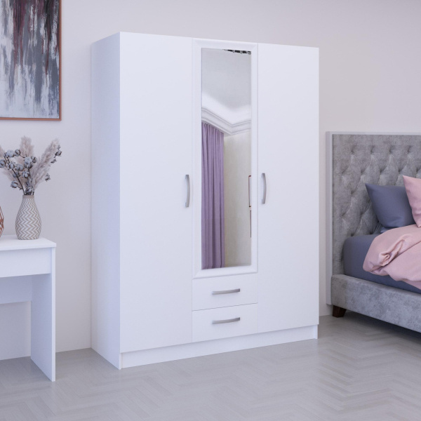 С5.14Z Шкаф 3-х дверный с зеркалом 1510х1995х540(белый, белый, Лотос 128)